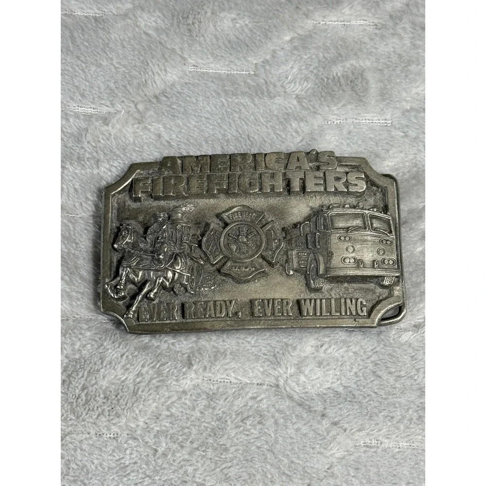 Siskiyou America's Firefighters Belt Buckle Vintage 1983 Pewter S-27 Oregon USA